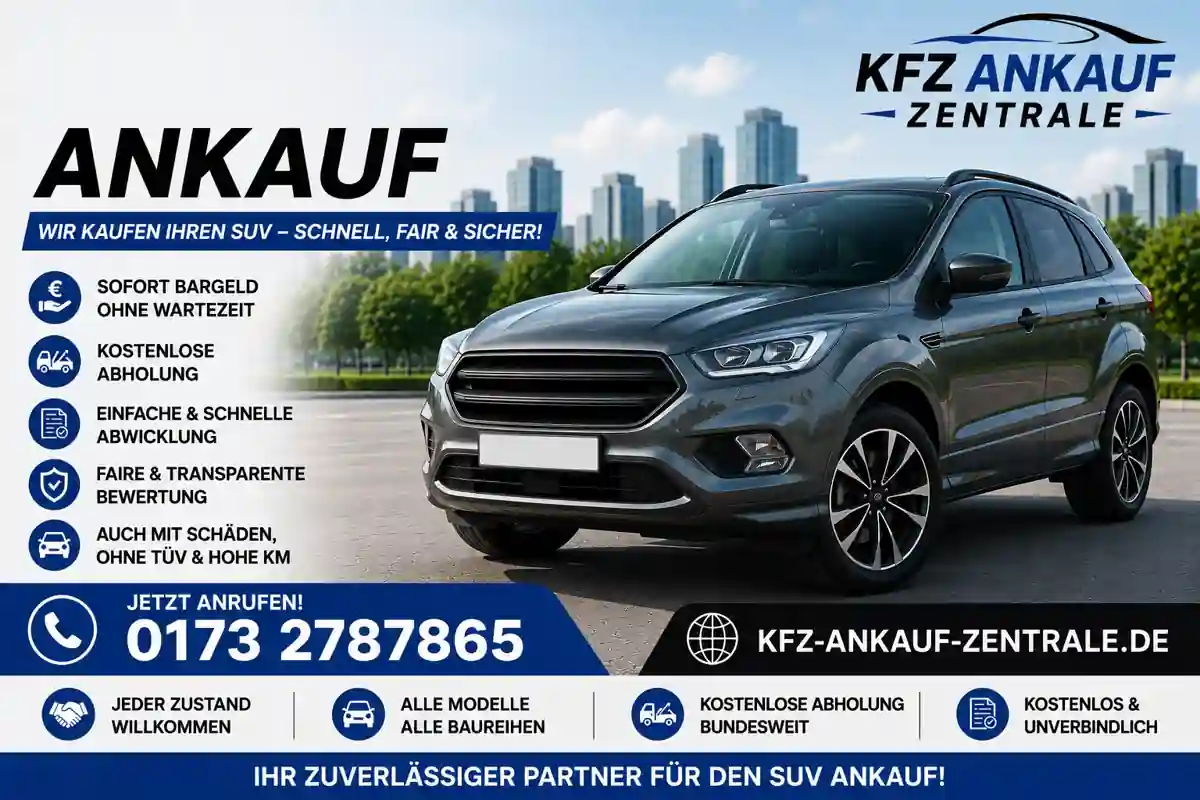 Ford Kuga Ankauf – Ford Kuga verkaufen bei KFZ Ankauf Zentrale mit fairer Bewertung und kostenloser Abholung