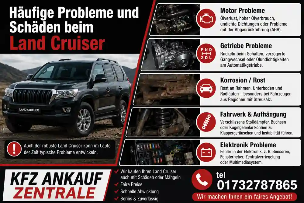 Toyota Land Cruiser – Häufige Probleme bei Gebrauchtwagen sowie Ankauf von Fahrzeugen mit technischen Mängeln