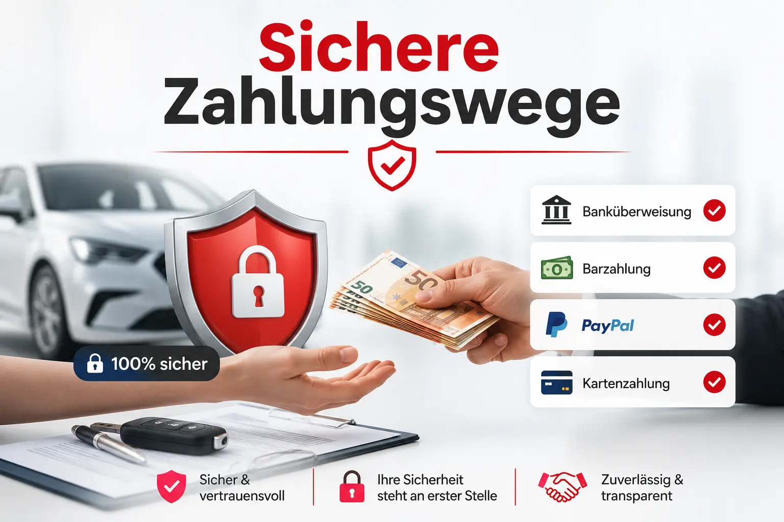 Sichere Zahlungswege beim Autoverkauf – Barzahlung oder Banküberweisung nach dem Fahrzeugankauf